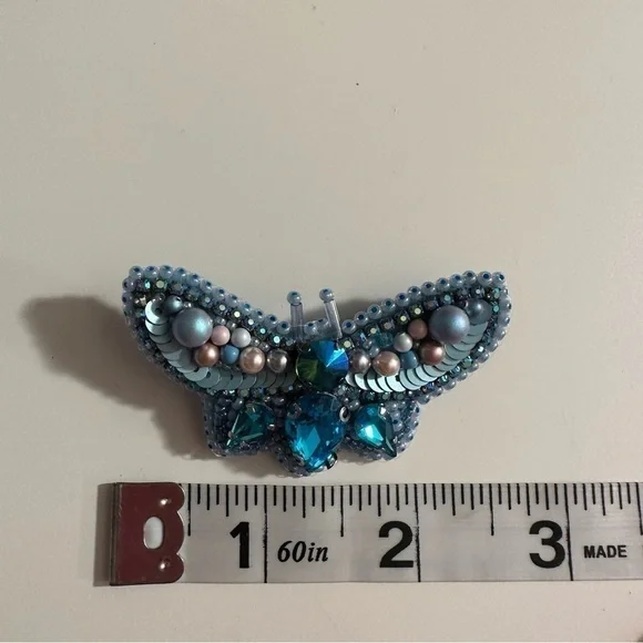 DIY Hand made beaded blue “butterfly” brooch